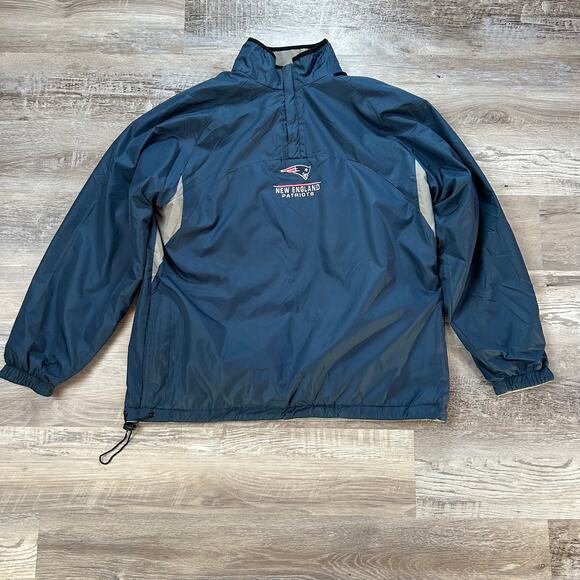 Vintage NFL New England Patriots Reversible Pullover Jacket Fleece Nylon L - Picture 7 of 9